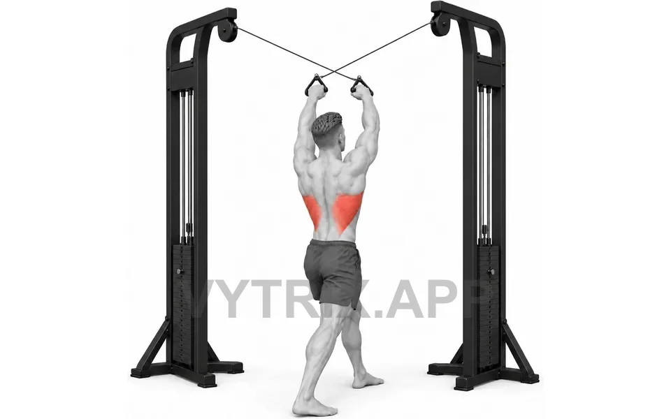 Uitvoering van Standing Cross Lat Pulldown (Cable)