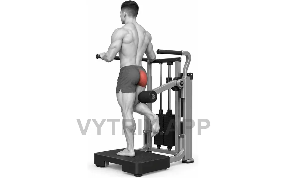 Uitvoering van Standing Multi-Hip Extension, Thigh Roller (Machine)