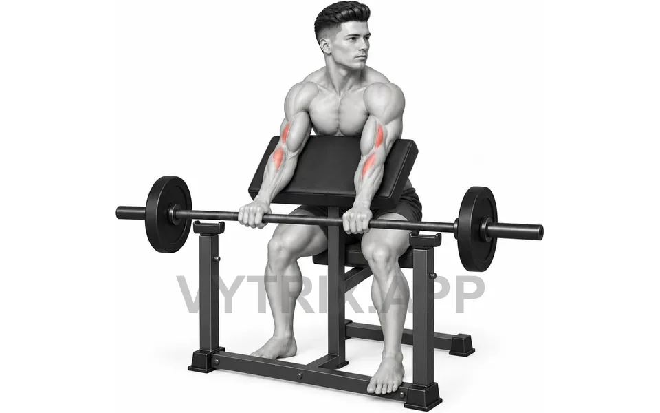 Uitvoering van Straight Bar Reverse Preacher Curl (Barbell)