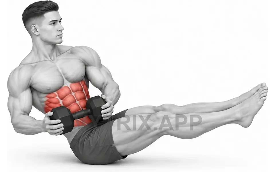 Uitvoering van Straight Leg Russian Twist (Dumbbell)
