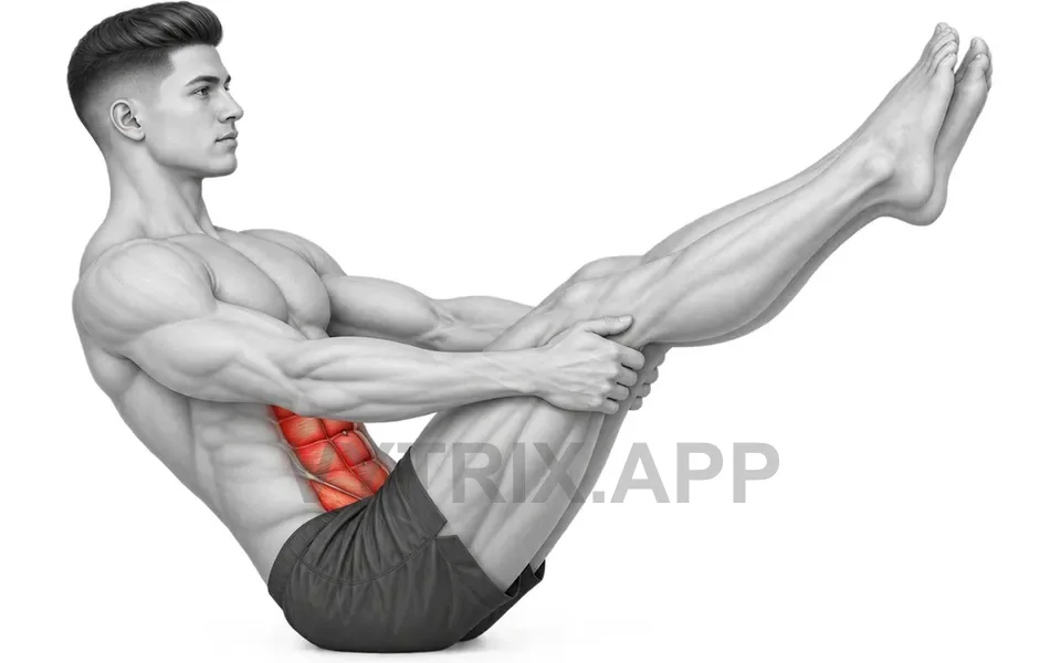 Uitvoering van Supported Boat Pose (Bodyweight)