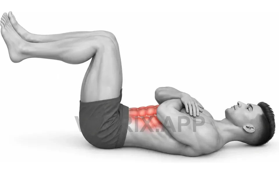 Uitvoering van Tabletop Crunch (Bodyweight)