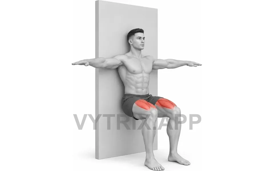 Uitvoering van Wall Sit with Alternating Leg Extension (Bodyweight)