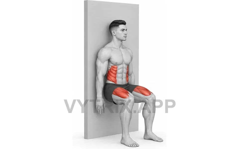 Uitvoering van Wall Sit with Alternating Side Bend (Bodyweight)