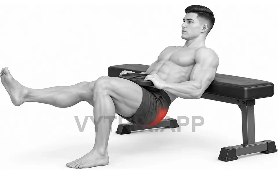 Uitvoering van Single Leg Hip Thrust (Weight Plate)