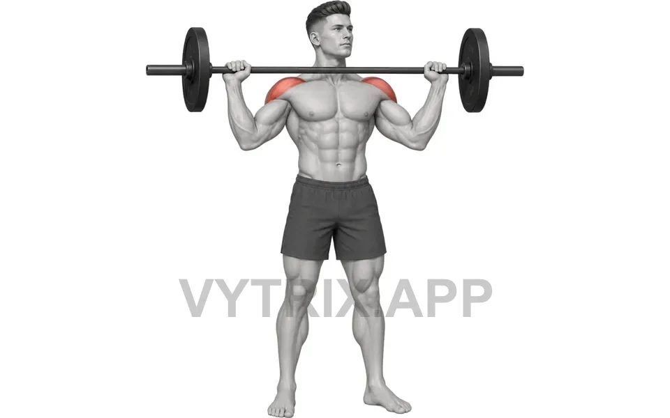 Uitvoering van Wide Grip Overhead Press (Barbell)