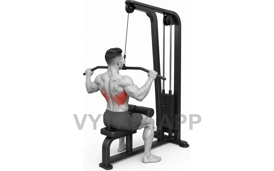 Uitvoering van Wide Grip Lat Pulldown